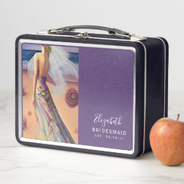 花嫁パーソナライズされた付き提案箱ビーチ メタルランチボックス