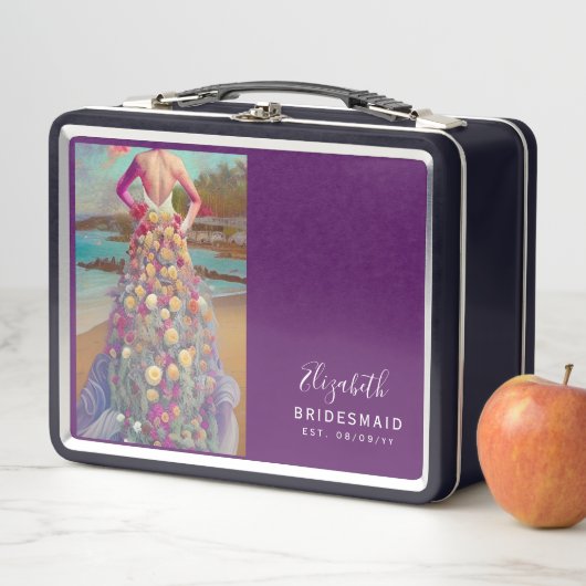花嫁パーソナライズされた付き提案箱ビーチ メタルランチボックス (インサイチュ)