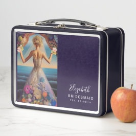 花嫁パーソナライズされた付き提案箱ビーチ メタルランチボックス