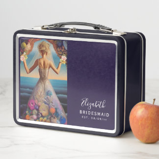 花嫁パーソナライズされた付き提案箱ビーチ メタルランチボックス