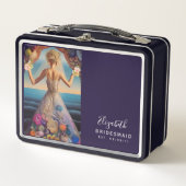 花嫁パーソナライズされた付き提案箱ビーチ メタルランチボックス (正面)