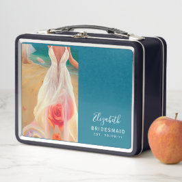 花嫁パーソナライズされた付き提案箱ビーチ メタルランチボックス