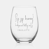 花嫁パーソナライズされた婦 ステムなしワイングラス (正面)