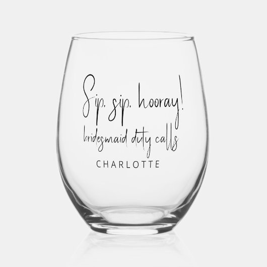 花嫁パーソナライズされた婦 ステムなしワイングラス (正面)