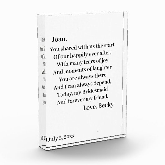 花嫁パーソナライズされた婦 フォトブロック (左)