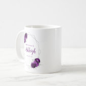 花嫁パープルフローラ幾何銀枠 コーヒーマグカップ (正面左)