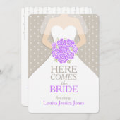 花嫁パープルブーケグラフィックブライダルシャワー招待状 招待状 (正面/裏面)