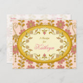花嫁ビクトリアンピンク金ゴールドレシピカード ポストカード (正面/裏面)