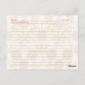 花嫁ビクトリアンピンク金ゴールドレシピカード ポストカード (裏面)