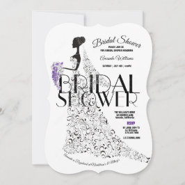 花嫁ビューティフルレースのようドレスフラワーズブライダルシャワー 招待状