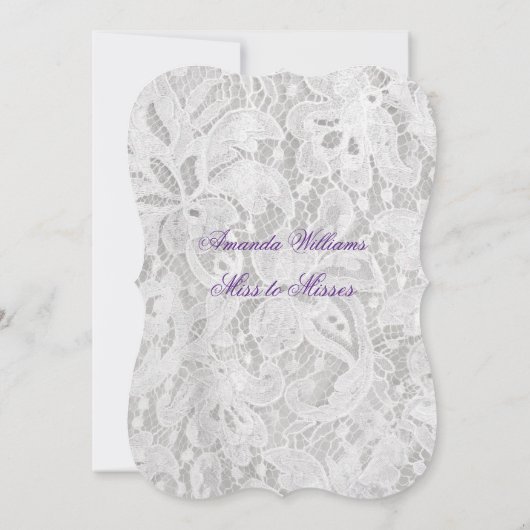 花嫁ビューティフルレースのようドレスフラワーズブライダルシャワー 招待状 (裏面)