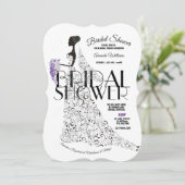 花嫁ビューティフルレースのようドレスフラワーズブライダルシャワー 招待状 (スタンド正面)