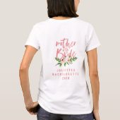 花嫁ピンクのフローラ水色Tシャツの母 Tシャツ (裏面)