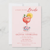 花嫁ピンクのブライダルシャワーの招待状に乾杯 招待状 (正面)