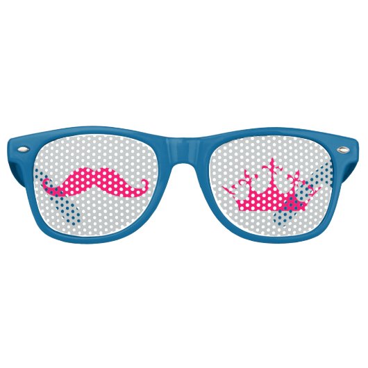 花嫁ピンクの口ひげパーティー レトロサングラス (正面)