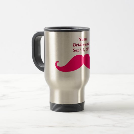 花嫁ピンクの口ひげ旅行/通勤用マグカップ トラベルマグ (正面左)