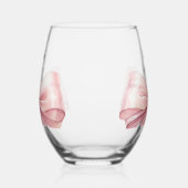 花嫁ピンクの弓 ステムなしワイングラス (左)