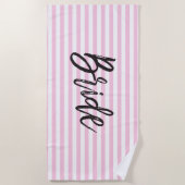 花嫁ピンクストライプ ビーチタオル (正面)