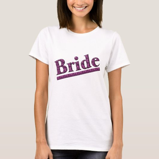 花嫁ピンクゼブラプリント結婚式パーティー Tシャツ (正面)