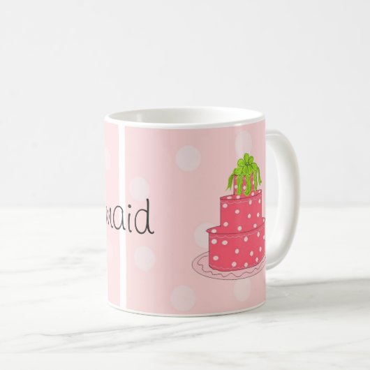 花嫁ピンク水玉模様 コーヒーマグカップ (正面右)