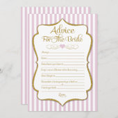 花嫁ピンク金ゴールドブライダルシャワーゲーム用アドバイス アドバイスカード (正面/裏面)