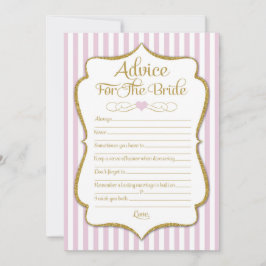花嫁ピンク金ゴールドブライダルシャワーゲーム用アドバイス アドバイスカード