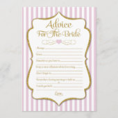 花嫁ピンク金ゴールドブライダルシャワーゲーム用アドバイス アドバイスカード (正面)
