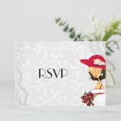 花嫁ピーコックフェザーウェディングRSVP 招待状 (スタンド正面)