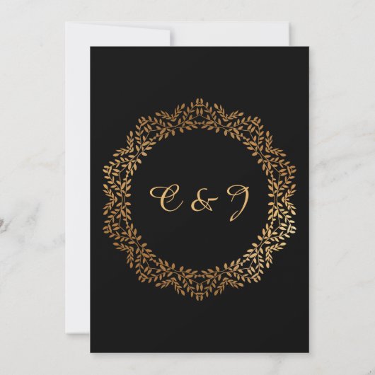 花嫁フェイクの保護者による金ゴールド結婚式の招待 招待状 (裏面)