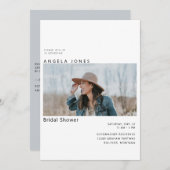 花嫁フォトダスティブルーブライダルシャワー招待 招待状 (正面/裏面)