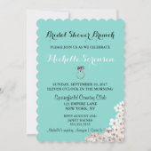 花嫁フラワーズ&ラティスティール(緑がかった色)ブルーシャワーパーティー 招待状 (裏面)