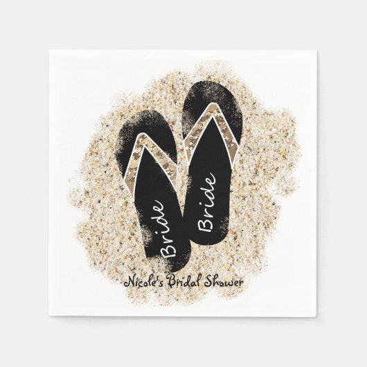 花嫁フリップフロップサンダルスサマービーチブライダルシャワー スタンダードカクテルナプキン (正面)