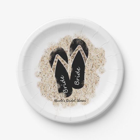 花嫁フリップフロップサンダルスサマービーチブライダルシャワー ペーパープレート (正面)