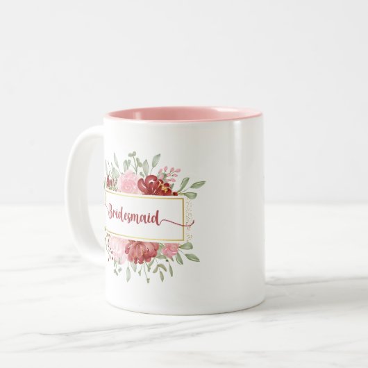 花嫁フローラの水は赤とピンクの花を彩る ツートーンマグカップ (正面左)