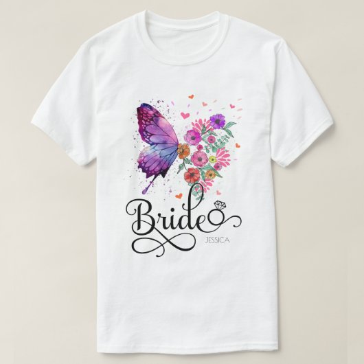 花嫁フローラボホバタフライネームTシャツ Tシャツ (デザイン正面)