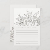 花嫁フローラ用ブラウンブライダルシャワースケッチアドバイス エンクロージャーカード (正面/裏面)