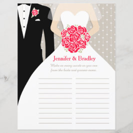 花嫁ブライダルシャワーワードゲームレッドローズドレス