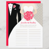 花嫁ブライダルシャワーワードゲームレッドローズドレス (正面/裏面)