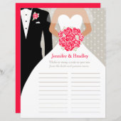 花嫁ブライダルシャワーワードゲームレッドローズドレス (正面/裏面)