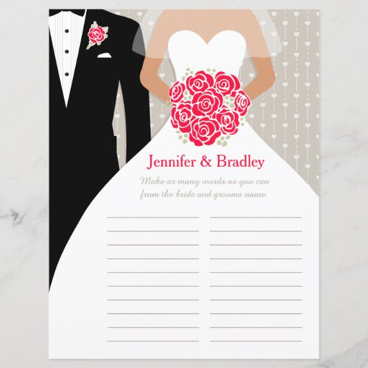 花嫁ブライダルシャワーワードゲームレッドローズドレス (正面)