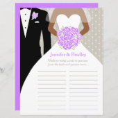 花嫁ブライダルシャワーワードゲーム紫のポーズドレス (正面/裏面)