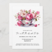 花嫁ブライダルシャワー茶パーティー付き 招待状 (正面/裏面)