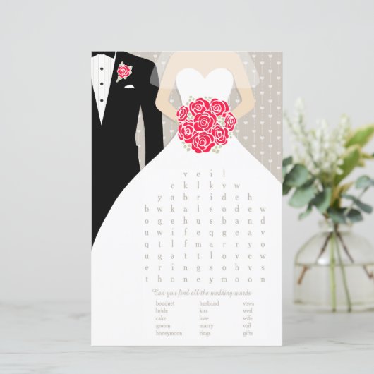 花嫁ブライダルシャワー語検索ゲーム赤いドレス (スタンド正面)