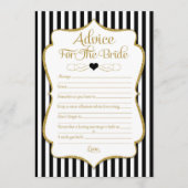 花嫁ブラック金ゴールドブライダルシャワーゲーム用アドバイス アドバイスカード (正面)