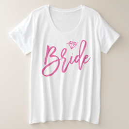 花嫁プラスサイズタンクトップピンクダイヤモンド プラスサイズTシャツ