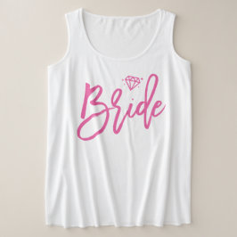 花嫁プラスサイズタンクトップピンクダイヤモンド プラスサイズTシャツ