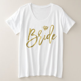 花嫁プラスサイズVネックTシャツBrilliantフェイク金ゴールド プラスサイズTシャツ