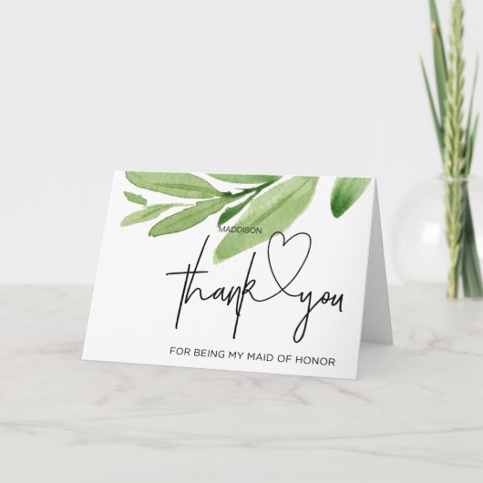 花嫁プレゼントのメイド・オブ・オーナー（花嫁付き添い人）カードに感謝 サンキューカード (正面)