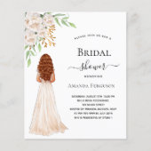 花嫁ホワイトグリーン予算ブライダルシャワー招待状 (正面)