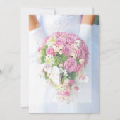 花嫁ホワイトレースフラワーブーケ結婚の方向 招待状 (裏面)